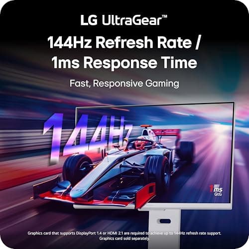 LG 32G810SA-W 32-inch Ultragear 4K UHD (3840 x 2160) IPS Gaming Monitor, 144Hz, 1ms, NVIDIA G-Sync Compatible, AMD FreeSync Premium, VESA DisplayHDR 400, HDMI, DisplayPort, USB Type-C, White 3