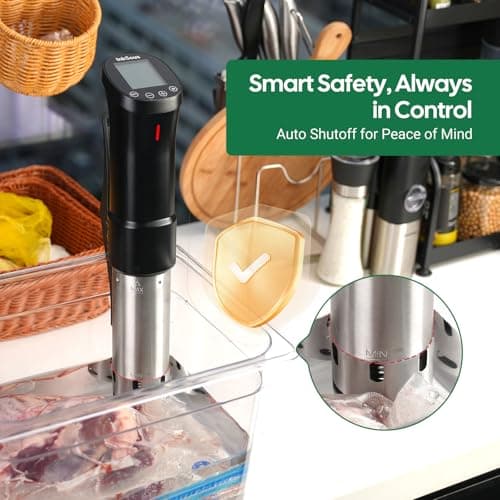 InkSous WIFI 2.4G Sous Vide Cooker 1000W Immersion Circulator with APP 14 Recipes,Alarm,Calibration & Timer, 3D Water Fast Heating Ultra-Quiet Sous Vide Machine 6