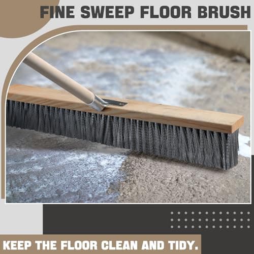 Qinyoung 2 Pcs 24 Inches Floor Sweep Fine Sweep Floor Brush Push Broom Head Soft Bristle Push Broom Sweeper Broom with Polypropylene Bristles for Hardwood Floors Sweeping Indoor, Simple and Plain 6