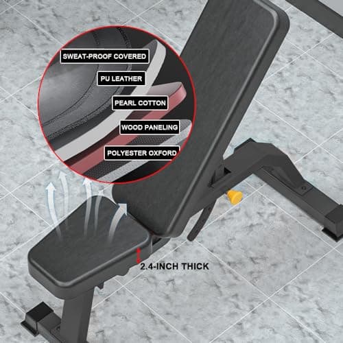 Cometofit Adjustable Bench, Professional Weight Bench, Incline Flat Decline Sit Up Bench,Dumbbell Stool (Black) 6