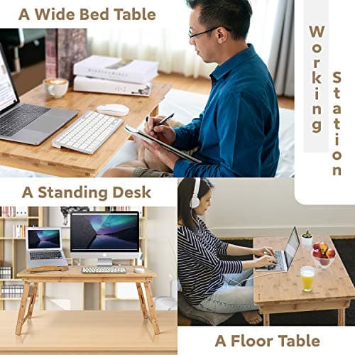 Large Size Floor Desk Nnewvante Floor Table Tray with Folding Legs Adjustable Low Coffee Table for Breakfast Serving Tray Gaming Writing 33.5x17.7in 7