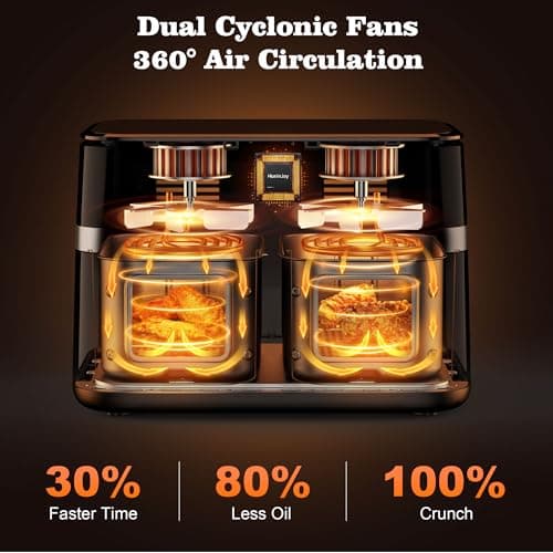 HoninJoy 12QT Large Dual Basket Air Fryer with Viewing Window and 50pcs Paper Liners, 10-in-1 Digital Touchscreen Double Zone Air Fryers, SyncCook to Bake,Roast,Reheat,Broil, Nonstick Dishwasher Safe 7