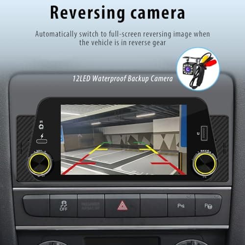 [Wireless] 300PPI Ultra-Clear Single Din Car Stereo with Wireless Apple CarPlay/Android Auto, 5 Inch Touchscreen Radio with USB Type-C Fast Charge, Bluetooth Handsfree, Waterproof Backup Camera 6