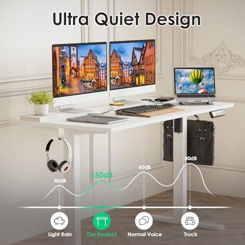 Stary Electric Standing Desk Adjustable Height Sit Stand Home Office Desk with Splice Board 6