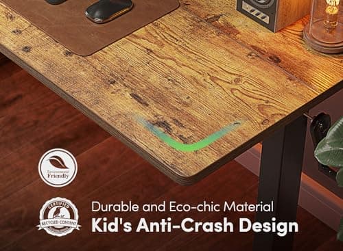 FEZIBO Crank Height Adjustable Desk, 40 Inches Manual Standing Desk, Writing Table with Handle, Home Office Desk with Black Frame/Rustic Brown Top 6