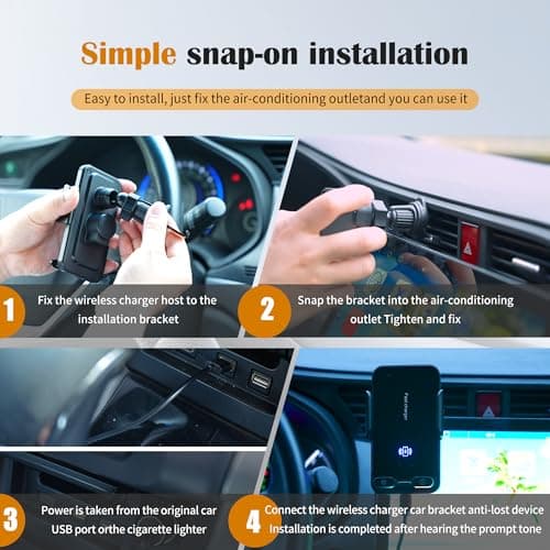 SurPonzin Car Mount Wireless Charger 15W Fast Charging Compatible with iPhone, Find My Supported MFi Certified Anti-Lost Air Vent Holder with Auto-Sensing & 360° Rotation 6