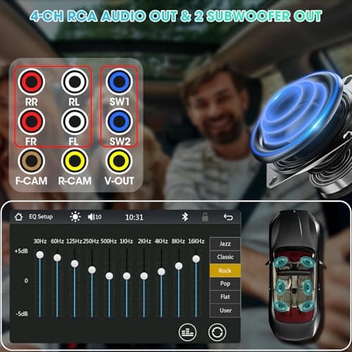 Double-Din Wireless CarPlay Stereo Receiver: Bluetooth Android Auto Car Radio - 7 Inch IPS Touchscreen Phone Mirroring Type-C Charge AM FM HD Backup Camera 4-Channel Audio Output 2 Subwoofer Ports 7