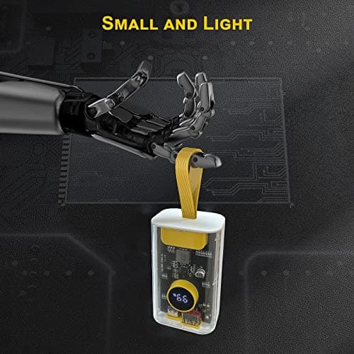 Portable Charger 10000mAh,Small Power Bank 22.5W Fast Charging,Transparent External Battery Pack,Input/Output External USB C Portable Phone Charger for iPhone iPad Samsung LG Android Cellphone(White) 7