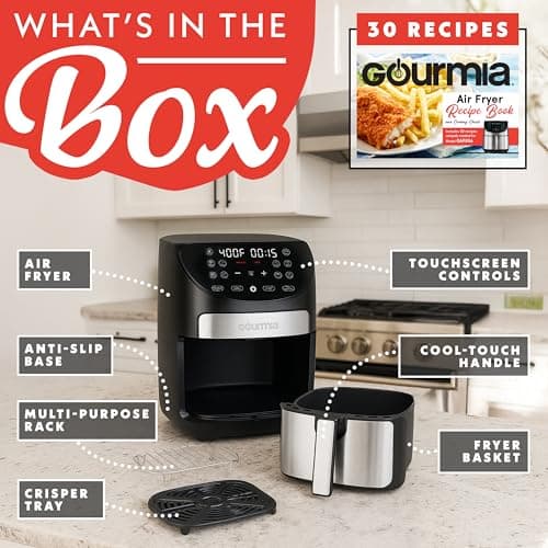 Gourmia Air Fryer - 7 Qt Large Capacity, FryForce360º, Digital Display with 10 Presets, Roast, Bake, Broil, Dehydrate, Dishwasher Safe Accessories, Black 6