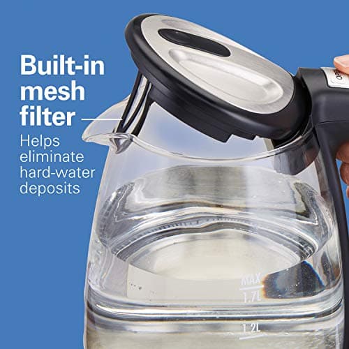 Hamilton Beach 1.7L Electric Tea Kettle, Water Boiler & Heater, LED Indicator, Built-In Mesh Filter, Auto-Shutoff & Boil-Dry Protection, Cordless Serving, Variable Temp, Clear Glass (40941R) 6