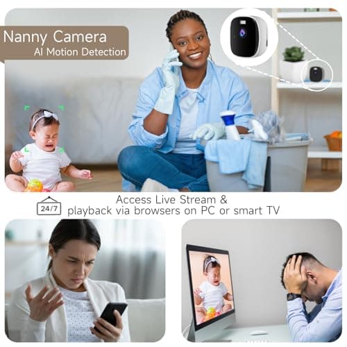 2PC WiFi Indoor Camera for Home Security, 2K Indoor Security Cameras for Home, 24/7 Recording Security Camera, AI Detection, Color Night Vision, 2-Way Talk, Cloud&SD, Works Alexa&Google Assistant 5