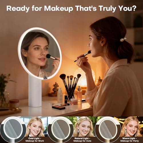 UieSian Asdys Lighted Makeup Mirror 10X Magnification, Dimmable Touch Control Vanity Mirror, Portable Travel Desk Mirror with Stand, Birthday Valentine's for Women Girlfriend Wife Mom Daughter 3