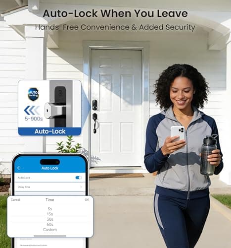 Veise VE07-H Fingerprint Smart Locks for Front Door with Handle Set, App Control, Keyless Entry Keypad Deadbolt, Digital Electronic Touchscreen, Easy Install, Auto Lock, Matte Black 7