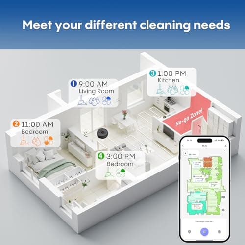 eitton Robot Vacuum and Mop with Mapping, LiDAR Navigation Robotic Vacuums with 5000Pa, Self-Recharging, Wi-Fi/App/Alexa Control,No-Go Zones, Ideal for Pet, Hard Floors, Carpet 6