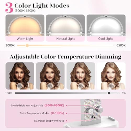 LIONVISON Half Moon Light for Nail Desk: 31-inch Manicure Table Light with Phone Holder for Beginner DIY - 48W Professional Half Moon Lamp for Nail Tech,Eyelash,Makeup,Tattoo 5