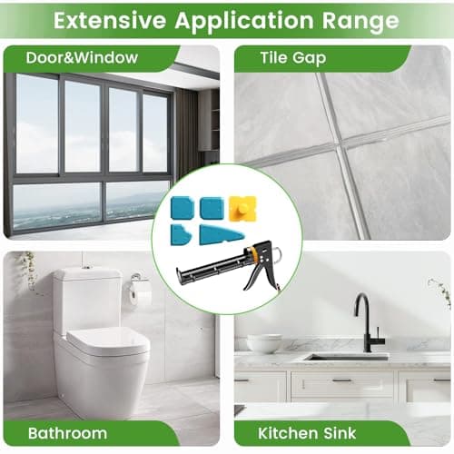 Professional Caulk Gun Kit with Caulk Remover Tool & Putty Knife - 5 in 1 Caulking Tool Set for Caulking Removal, Shower & Bathroom Caulk, Includes Caulking Gun Tool, Caulk Scraper Tool Spackle Knife 7