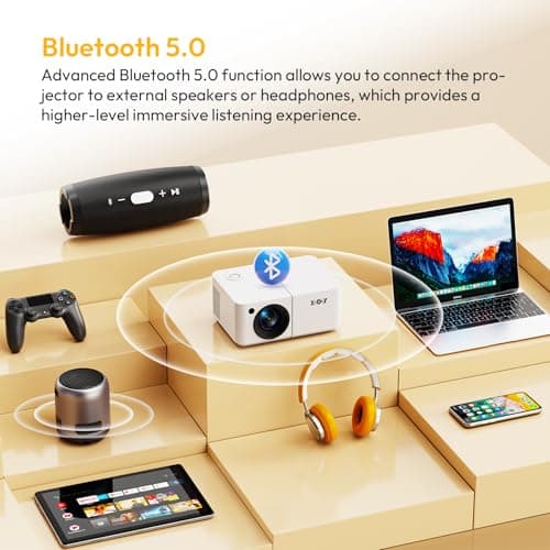 Mini Smart Projector, XGODY X2 Android 12 Portable HD Projector 12000L 1080P Support with WiFi and Bluetooth, Electric Focus/Keystone, Built-in Prime V, YouTube 8000+ APP, Tripod Included(Pearl White) 8