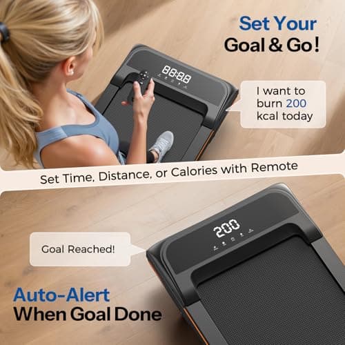 Niceday Walking Pad Treadmill with 10% Auto Incline, 400lbs Capacity, Under Desk Treadmill for Home Office, 3HP Super Quiet Brushless, 16.5" Widened Running Belt, Magnetic Remote & Preset Goal, Orange 5