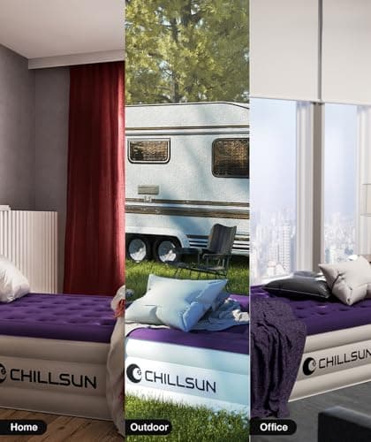 CHILLSUN Queen Air Mattress With Built in Pump, 18" Raised Upgraded Inflatable Mattress Blow up Mattress, Strong Support Puncture Resistant Air Bed for Camping Home&Guests, Colchon Inflable 650lbs Max 8