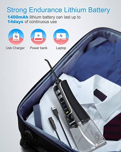 Nicefeel Cordless and Rechargeable Water Flosser - 300ML Water Tank Oral Irrigator, 4 Jet Tips, 3 Pressure Modes - IPX7 Waterproof and Travel Friendly for Dental Care 5