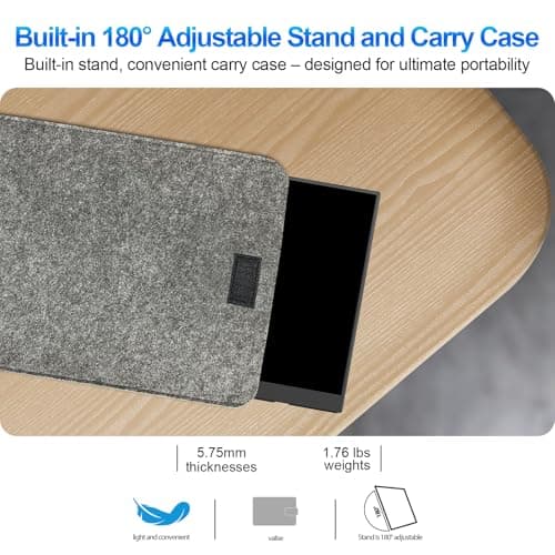 InnoView Portable Monitor, 16" 1200P FHD 180Hz 100% sRGB, Portable Gaming Monitor with Sleeve, USB-C Mini HDMI Portable Laptop Monitors for Laptop, Phones, MacBook, Tablet, PS4/5, Switch, Xbox 8