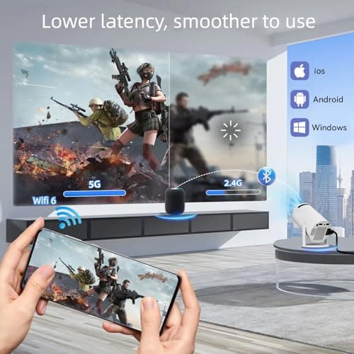 Faatchoi Portable Mini Game Video Projector, 30,000+ Preloaded Games, Android TV 11.0 Smart Projector, 360 ANSI, WiFi & Bluetooth, 1080P HD, Ideal for Home Theater, Gaming. 6