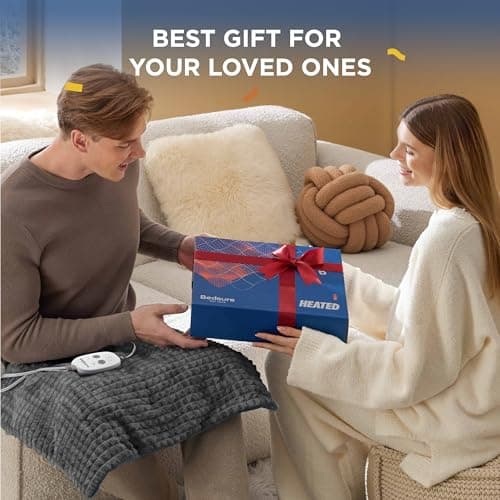 Bedsure Heating Pad for Neck and Shoulders and Back, Weighted Heated Pad with Vibration, FSA Eligible Items, Birthday Gifts for Women Men Mom Men, Auto Shut Off, 5lbs 12" x 24", Grey 6