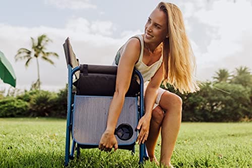 PICNIC TIME Fusion Camping Chair with Side Table and Soft Cooler, Outdoor Foldable Padded Camping Chairs with Cup Holder for Lawn, Beach, & Sports Use for Adults, (Dark Gray Blue Accents) 5