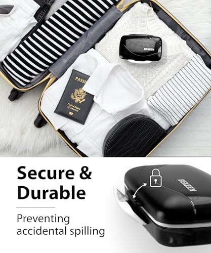 Travel Pill Organizer - Airtight Medicine Case for Traveling Portable Pharmacy Box with Labels Vitamin Container 8 Compartment Supplement Medication Holder Large Capacity Daily (Black) 7