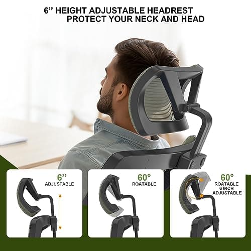 Home Office Chair, Ergonomic Comfy Desk Chair, High Back Computer Chair- Adjustable Headrest with Flip-Up Arms, Lumbar Support, Swivel Executive Task Chair (Hunter Green, Modern) 7