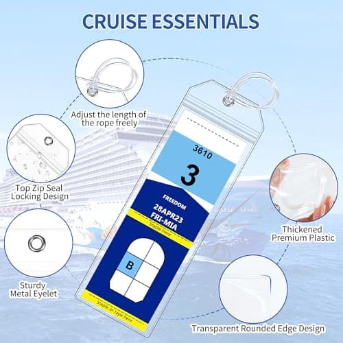8 Pack Cruise Luggage Tag Holder, Cruise Essentials 2026 for NCL, Princess, Carnival, Royal Caribbean and Celebrity Cruise Luggage Tags for Travel Essentials by SEAVILIA 5
