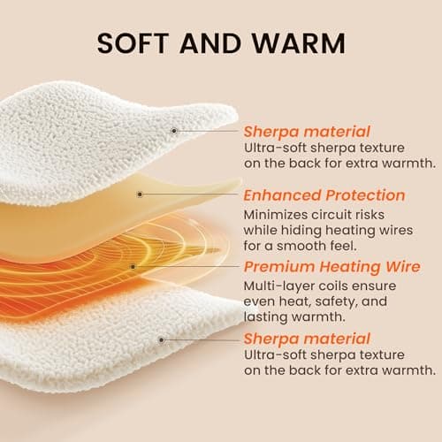 blunique Heated Blanket Electric Blanket Throw - Fast Heating Blanket Throw Double Sided Sherpa Ultra Soft Cozy with 10 Heating Levels & 2-10 Hours Auto Off, Mashine Washable, 50 x 60 Inches, Grey 5