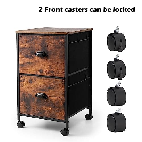 TOPSKY Mobile Fabric Vertical File Cabinet with Casters and Drawers for Letter Size File Folders(Rustic Brown, 2 Drawer) 8