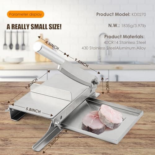 CGOLDENWALL Manual Ribs Meat Slicer Household Stainless Steel Small Bone Cutting Slicing Machine Chicken Lamb Chops Ribs Herb Pastry Cutter for Home Cooking 5