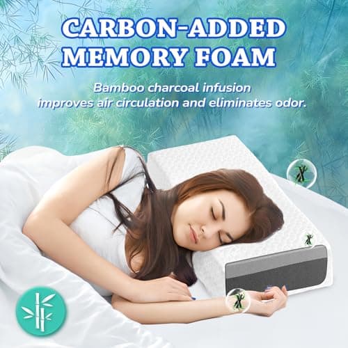 HARBOREST Ice Cube Cooling Pillow for Side Sleepers Memory Foam Side Sleeper Pillow Support Head & Neck for Pain Relief，12"x24"x5" 5