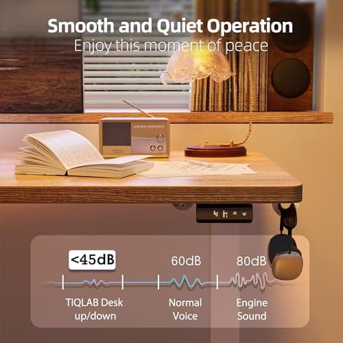 TIQLAB L Shaped Standing Desk Adjustable Height, Electric Corner Standing Desk, 63 x 55 inch Sit Stand Computer Table with Splice Board, Maple 8