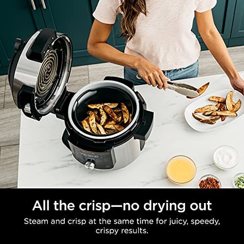 Ninja OL601 Foodi XL 8 Qt. Pressure Cooker Steam Fryer with SmartLid, 14-in-1 that Air Fries, Bakes & More, with 3-Layer Capacity, 5 Qt. Crisp Basket & 45 Recipes, Silver/Black 7