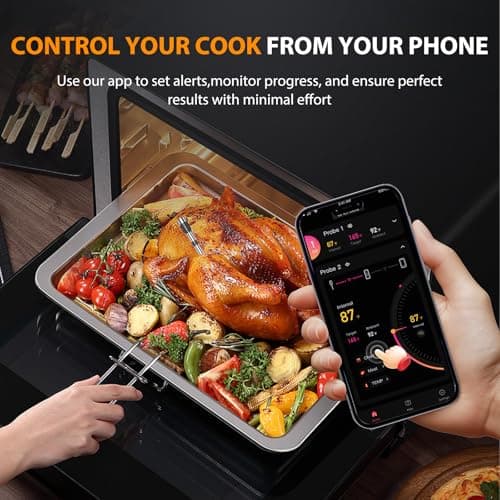 AI Smart Wireless Meat Thermometer, 10X Enhanced Signal and Stability, with High-Accuracy Sensors, Standalone Display Base, Instant Read LCD & App Control for Kitchen,BBQ,Oven,Grill,Air Fryer 8