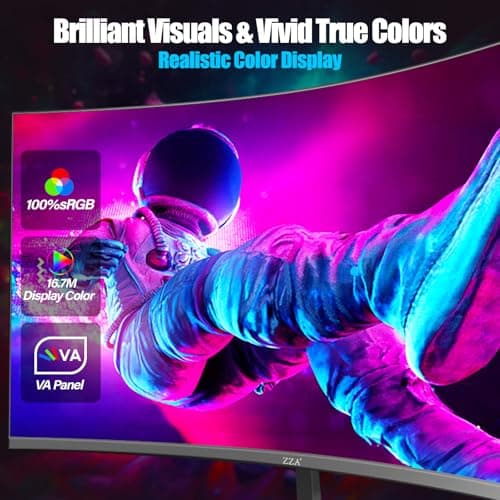 ZZA 27 Inch QHD 2560 x 1440 Gaming Monitor 165Hz 1ms Fast IPS Computer Monitor,1800R, HDMI 2.0 |DP1.4 VESA Mount, 99% sRGB HDR Eye Care Metal Stand 5