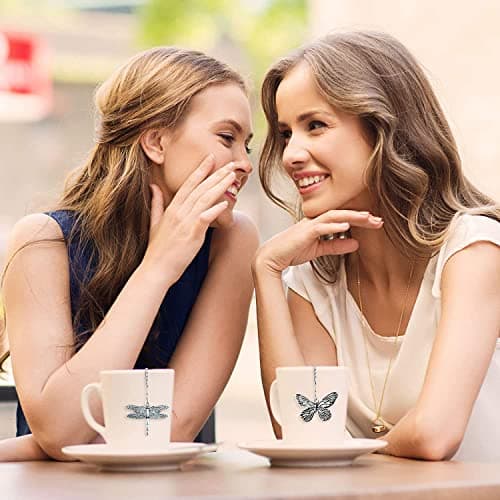 NSTaygate 2pcs Tea Infuser,Loose Leaf Tea Steeper Tea Strainer with Charm Handmade Dragonfly Butterfly Pendant Tea Ball Tea Filter Tea Infusers for Loose Tea 7