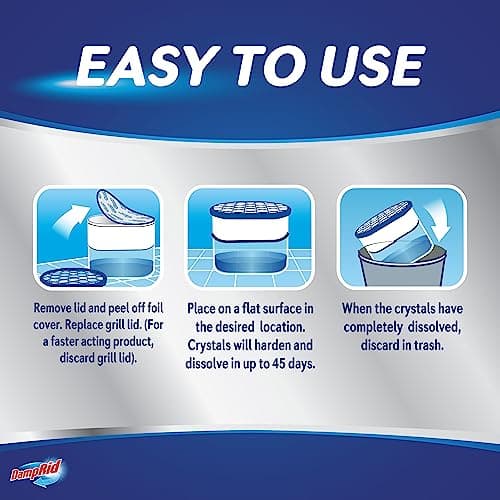 DampRid Fragrance Free Disposable Moisture Absorber with Activated Charcoal, 18 oz (Pack of 3) Moisture Absorber & Odor Remover, Lasts Up To 60 Days, No Electricity Required 6