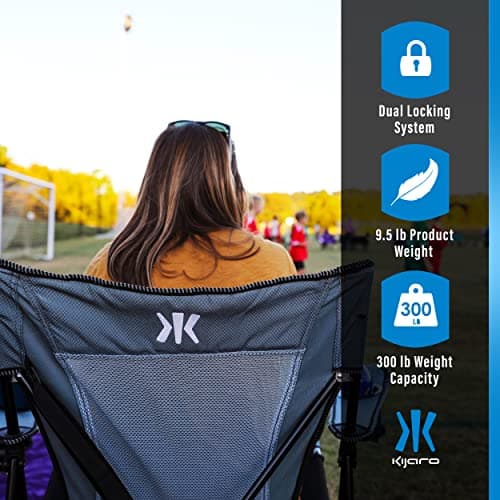 Kijaro Portable Camping Chairs - Enjoy the Outdoors with a Versatile Folding Sports Chair for Outdoor & Lawn - Dual Lock Feature Locks Position – Hallet Peak Gray 6