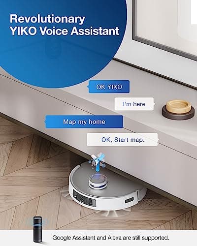 ECOVACS DEEBOT T20 Omni Robot Vacuum and Mop, Hot Water Mop Washing, Self-Emptying, Hot Air Drying, 6000Pa Suction, OZMO Turbo Spinning Mop with Auto Mop Lift, Obstacle Avoidance, YIKO Voice Assistant 7