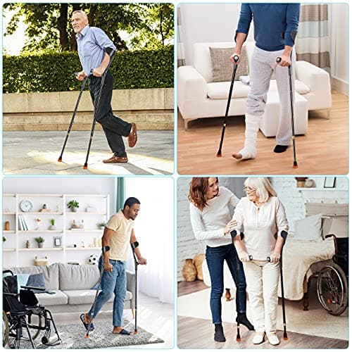 Antdvao Forearm Crutches Pair - Folding, Lightweight, Adjustable for Walking - Rubber Handles, Comfortable, Non-Slip for Adults (Black) 7