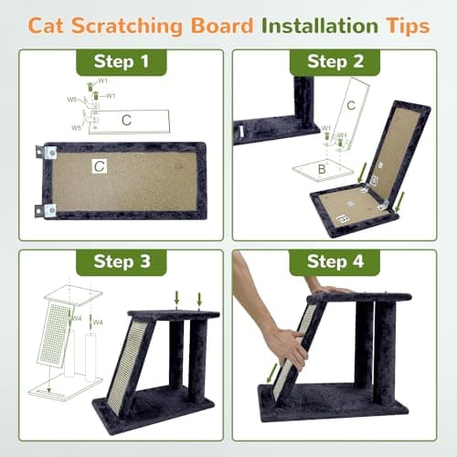 Globlazer Cat Tower for Indoor Adult Cats, 50-inch Heavy Duty Cat Tree House for Big Cats with Extra-Large Padded Platform, Sisal Scratching Board, 2 Large Condos, F50, Light Grey 7