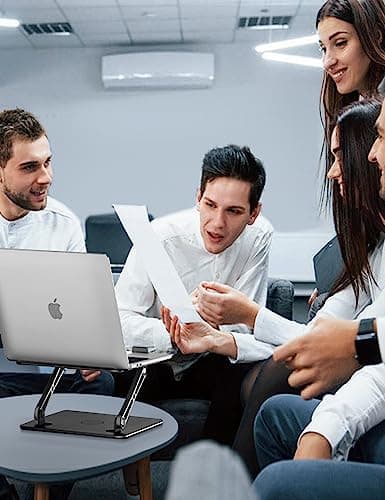 ivoler Adjustable Laptop Stand with 360° Rotating Base, Ergonomic Laptop Stand for Desk, Foldable & Portable Laptop Riser, Suitable for Collaborative Work, Fit MacBook Laptops up to 16 inches[Black] 8