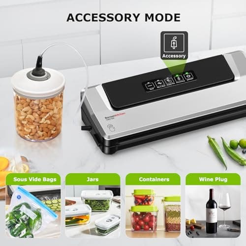 Bonsenkitchen Vacuum Sealer Machine | Compact Food Sealer for Kitchen Storage & Meal Prep | Multiple Modes​​ | External Vacuum System | 5 Bags, Silver​​ 6