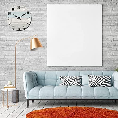 jomparis Silent Non-Ticking Wooden Decorative Round Wall Clock Quality Quartz Battery Operated Vintage Rustic Country Tuscan Style Home Decor Wall Clock(10 Inch, Coastal Worn Blue) 5