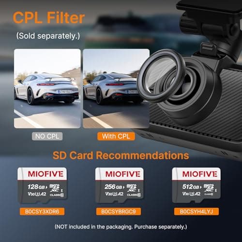 Miofive Dash Cam Front – 4K UHD Dash Camera for Cars, Built-in Bluetooth, 5G Wi-Fi, GPS, 3" IPS Screen, Night Vision, 140° Wide Angle, HDR, 24-Hour Parking Mode, G-Sensor(S1) 9