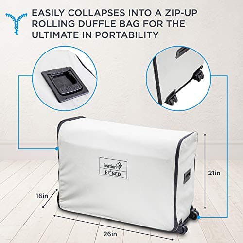 Ivation EZ®-Bed (Queen) Inflatable Air Mattress with Frame & Built-in Pump - 3 Min Self Inflate/Deflate - Raised Blow up Bed with Legs, Auto Shut Off, Premium Coil Design, Wheeled Portable Case 6